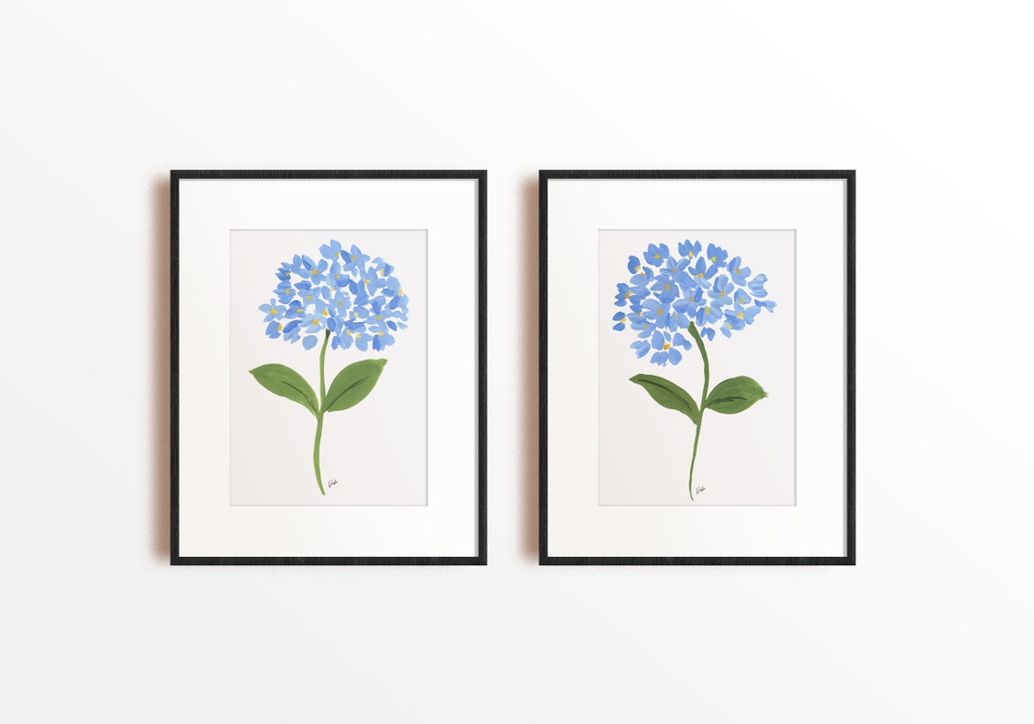 Blue Hydrangea Art Print Set Hydrangea Art Print Hydrangea - Etsy