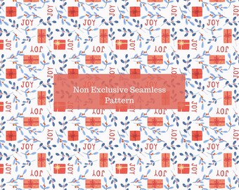 Joy Christmas Seamless Pattern - Festliche Feiertage Digitales Papier zum Einwickeln, Dekorieren, Scrapbooking und Basteln