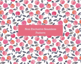 Watercolor Pink Peaches Seamless Pattern: Fabric, Wallpaper (Digital Download)