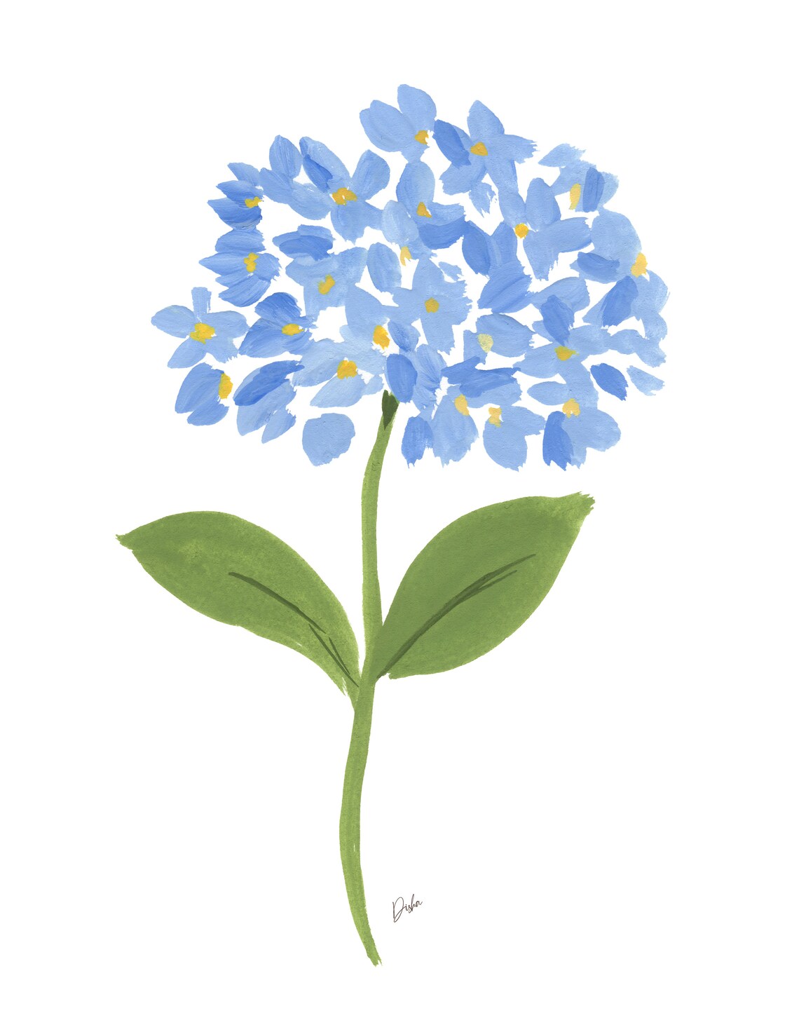 Blue Hydrangea Art Print Set Hydrangea Art Print Hydrangea | Etsy