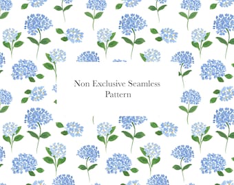 Blaue Hortensien Muster Spacer: Aquarell Blumen Digitales Papier (Instant Download)
