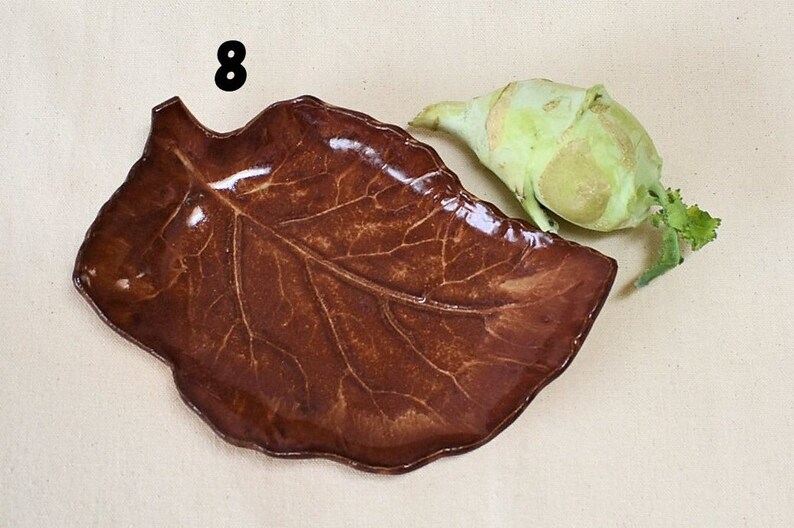 Real/Natural Kohlrabi leaf imprinted Textured Dinnerware Plate, Jewelry Plate, Trinket Tray image 10