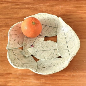 Real Natural leaf imprinted, and assembled Bowl with Ladybug or Snail Peekaboo image 7