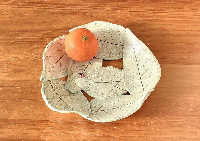 Real Natural leaf imprinted, and assembled Bowl with Ladybug or Snail Peekaboo image 7