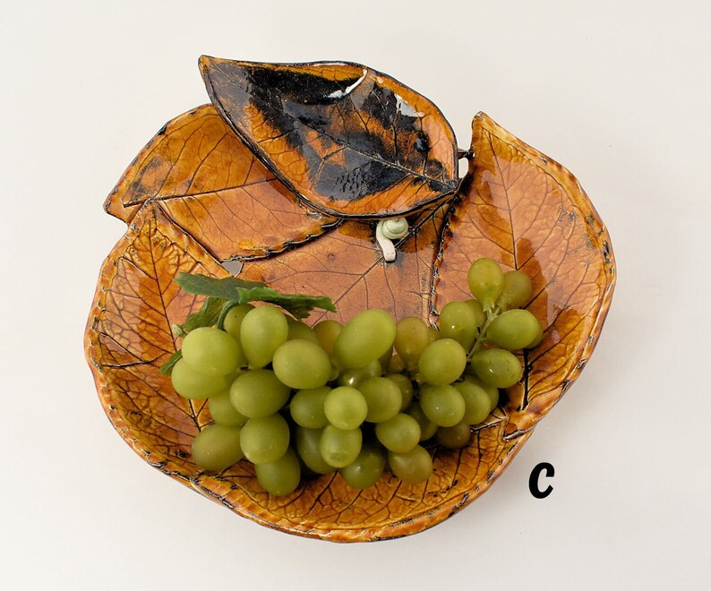 Real Natural leaf imprinted, and assembled Bowl with Ladybug or Snail Peekaboo image 9