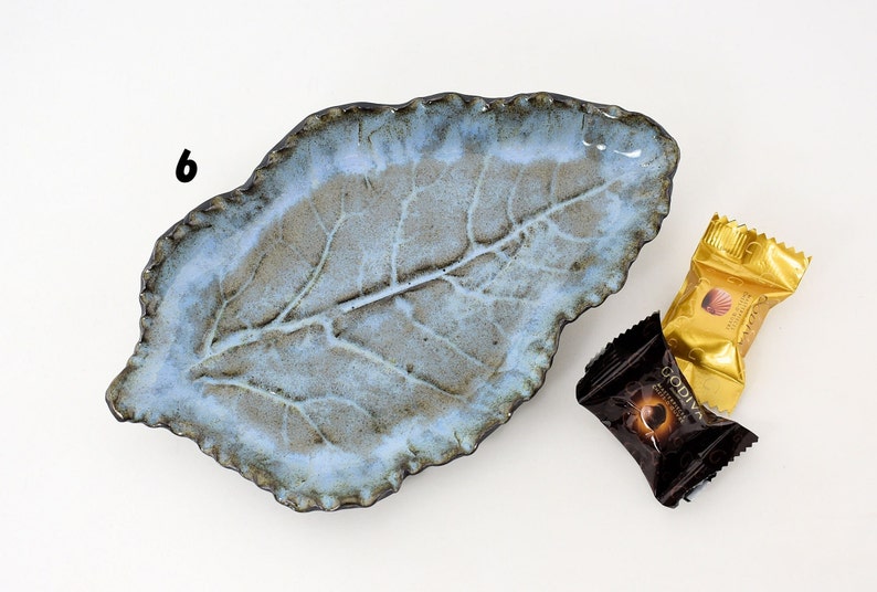 Real/Natural Kohlrabi leaf imprinted Textured Dinnerware Plate, Jewelry Plate, Trinket Tray image 8