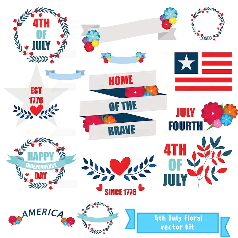 4th July Us Independence Dayjuly 4th Clip Art Digital Etsy
