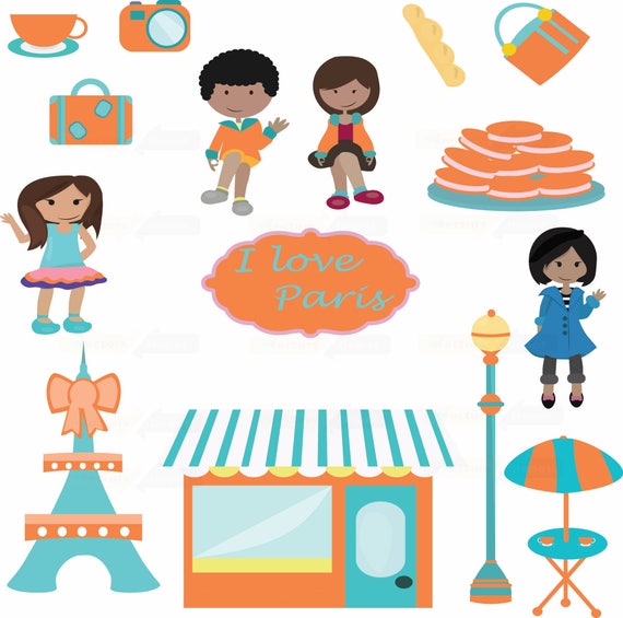 Paris Clipartparis Clip Arti Love Paris Illustration Digital Etsy