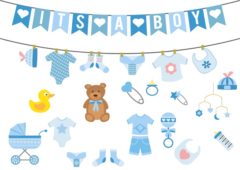 Boy baby shower clipartbaby shower clipartcommercial | Etsy