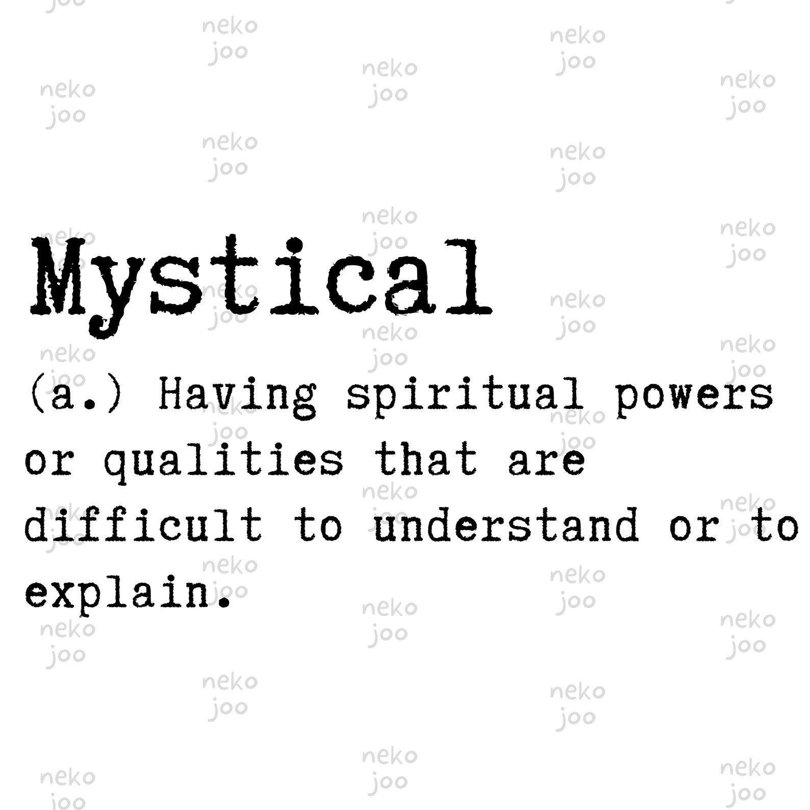 Typewritter Mystical Definition Mystical magic Word ready to Etsy