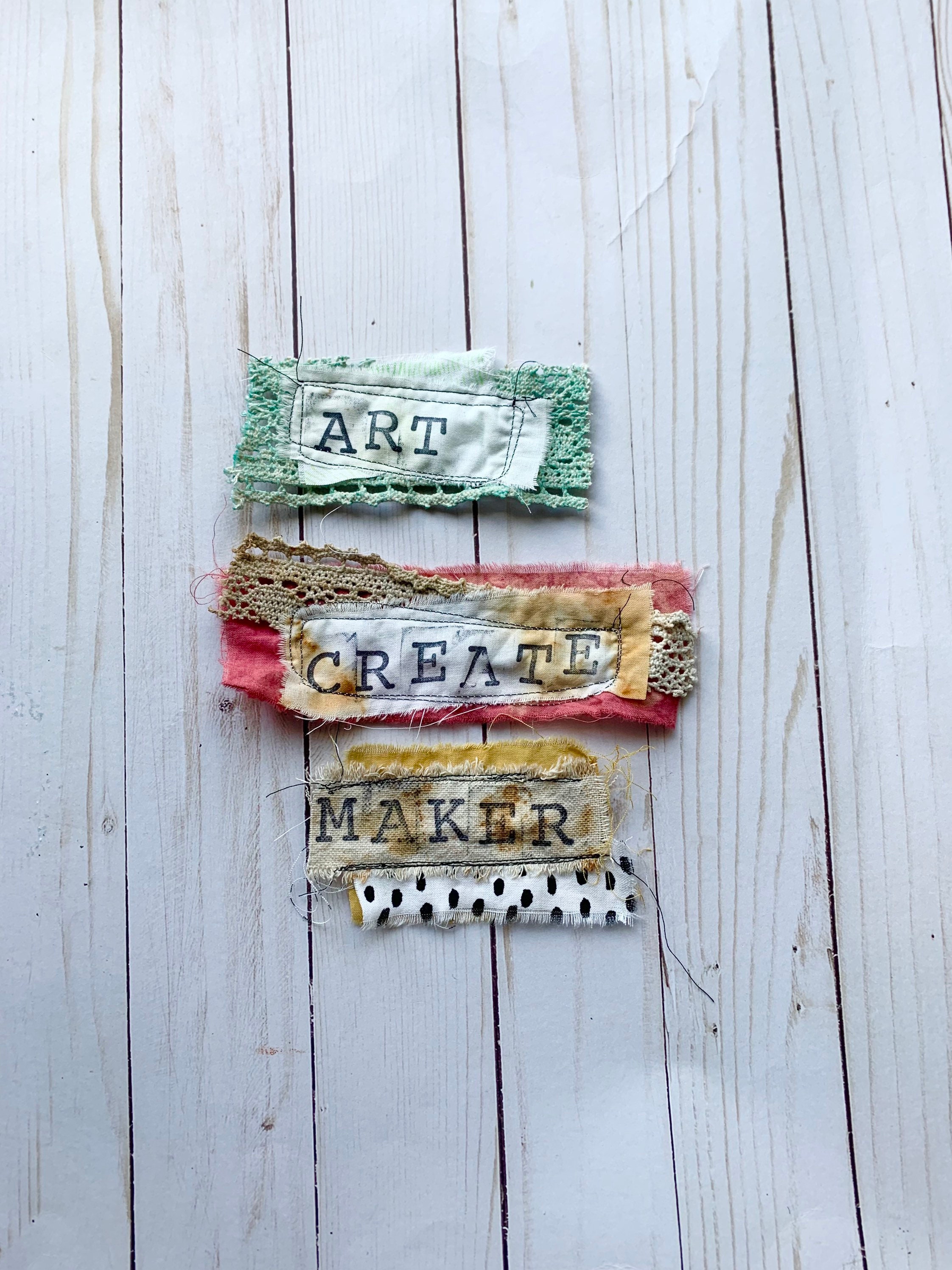Set of 3 sewn word bundles