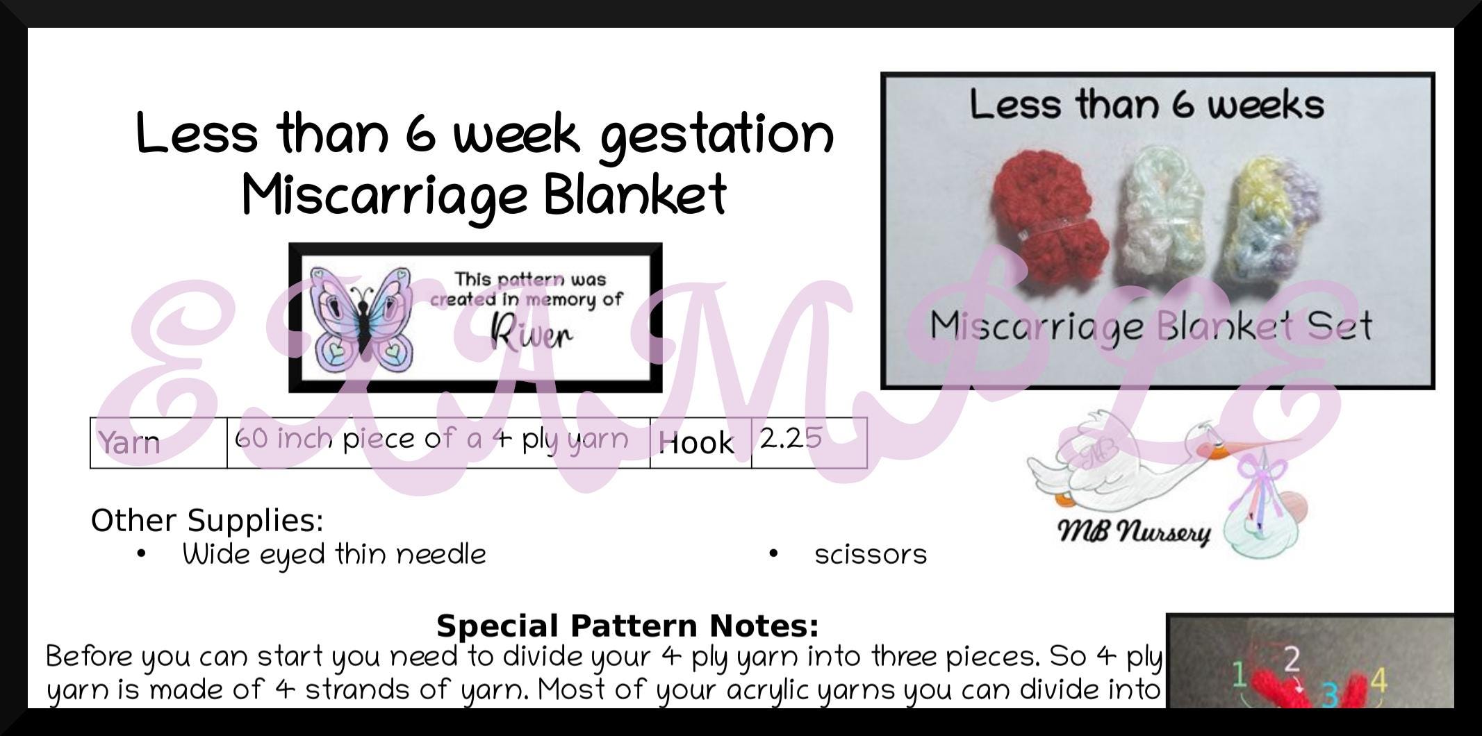 PATTERN - Less Than 6 Weeks Miscarriage Blanket Set - Etsy