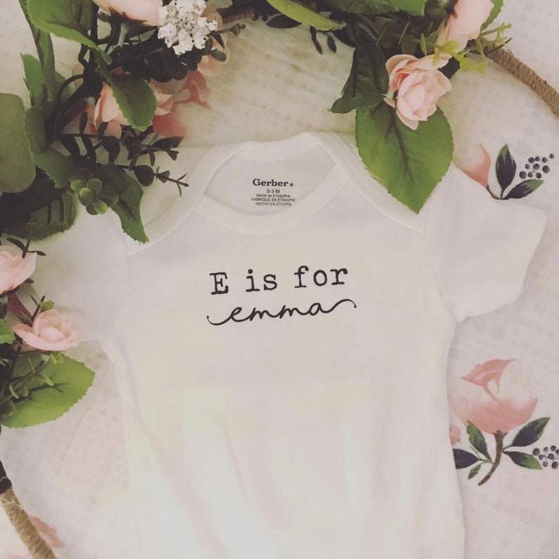 Alphabet bodysuit personalized onesie letter bodysuit baby Etsy