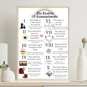 Lesbian 10 Rules Poster: Funny LGBT Pride Wall Art (Digital Download)