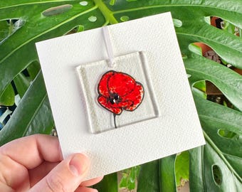 Poppy Card with Detachable Fused Glass Decoration
