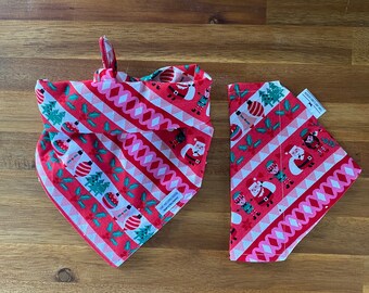 Over the collar or tie on - cat or dog bandana - Christmas xmas