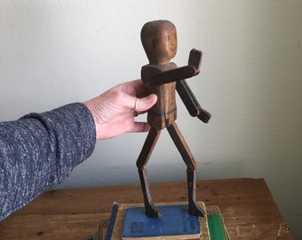 Antique wooden jig doll limberjack | vintage dancing hand carved figure | early American wooden toy |  old bedpost dancing doll