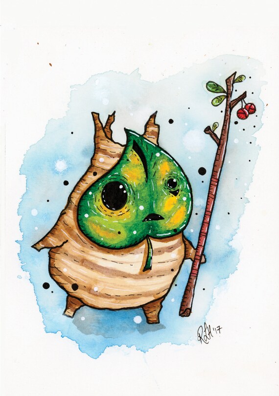 Makar Korok Watercolour Print Zelda Breath Of The Wild Wind Etsy