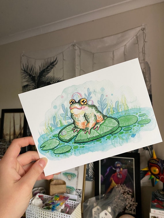 Frog and Toad Illustration Art Print Set Froggy, Frog Fishing