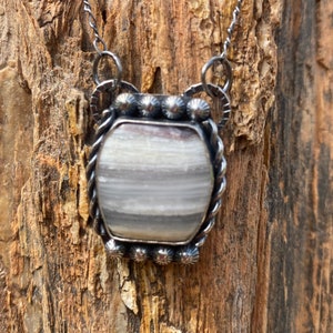 Utah Banded Bubble Opal Cabochon Stone  Handmade Pendant Necklace Sterling Silver Silversmith Free Shipping