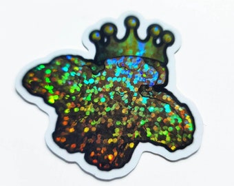King Dino Nuggie Holographic Sticker, Dinosaur Nugget Shiny Vinyl Sticker