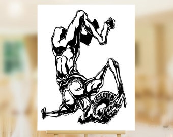 Leaping Aries- Macabre Zodiac Ink Drawing Print