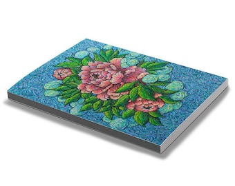 PREORDER Impressionist Peonies Sketchbook, "In Bloom" Pink Flower Notebook, Van Gogh Floral Blank Journal, Botany Artist Book