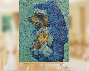 Raccoon Nun- Oddities Impressionism Painting Print, Taxidermy Portrait Print