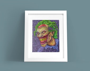 Joker In The Flesh Print- Van Gogh Impressionism Horror Clown Prince Inspired Print