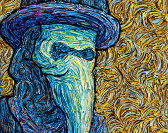 Blue Death- Plague Doctor Impressionist Medieval Van Gogh Art Painting PRINT