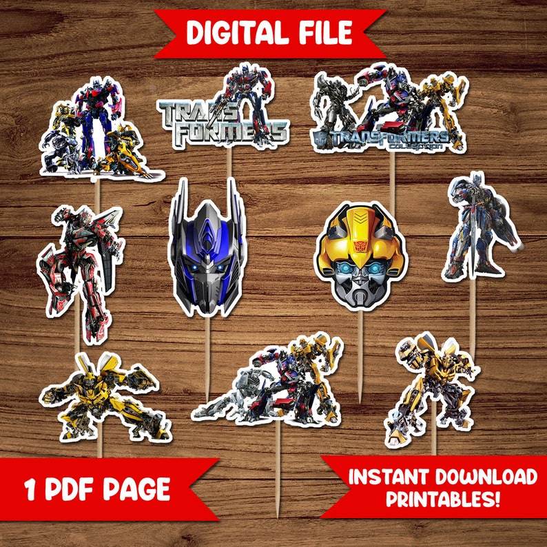 Instant Download Transformer Printable Cup Cake Topper Party Etsy