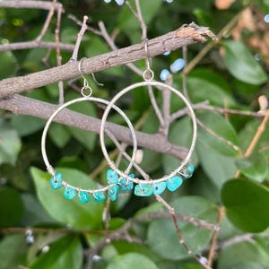 Turquoise Sterling Silver Hoop Earrings