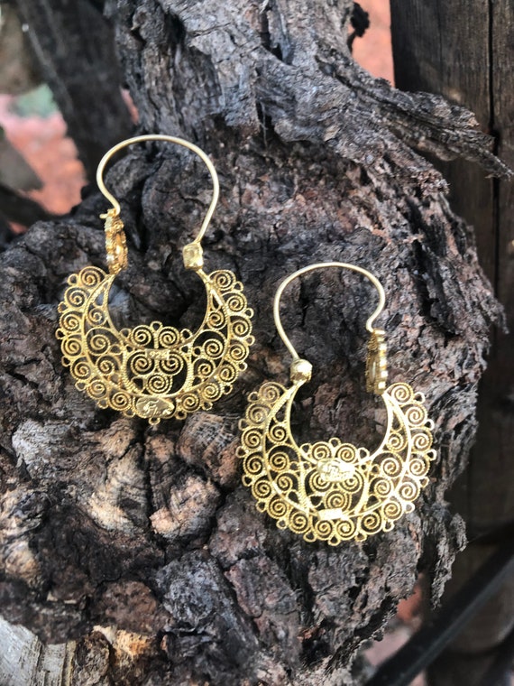 Oaxaca Filigree Earrings Medium Mexican Arracadas Gold Plate Sterling Silver  - Etsy