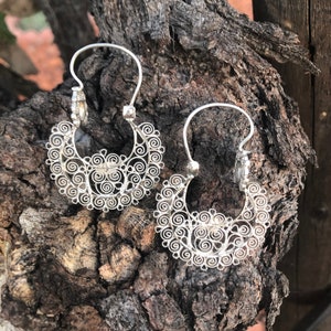 Aretes de filigrana oaxaqueña ~ Arracadas mexicanas pequeñas de plata de ley