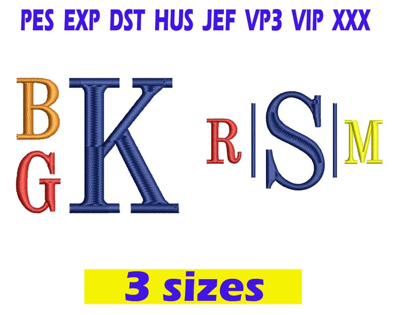 Boys Stacked Monogram Embroidery/ BX Font / Boys Stacked Etsy