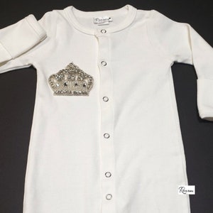 Brit Milah Button Down Gown with Crown | Jewish Baby Boy Brit Milah Outfit