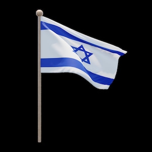 2 Israel Flags on Wooden Pole |2 Flags Set| Stand with Israel Flag | 2 Flags of Israel