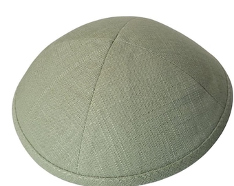 Sage Green Linen Kippah with Inside Print Personalization | Personalization included | Bulk order of 20