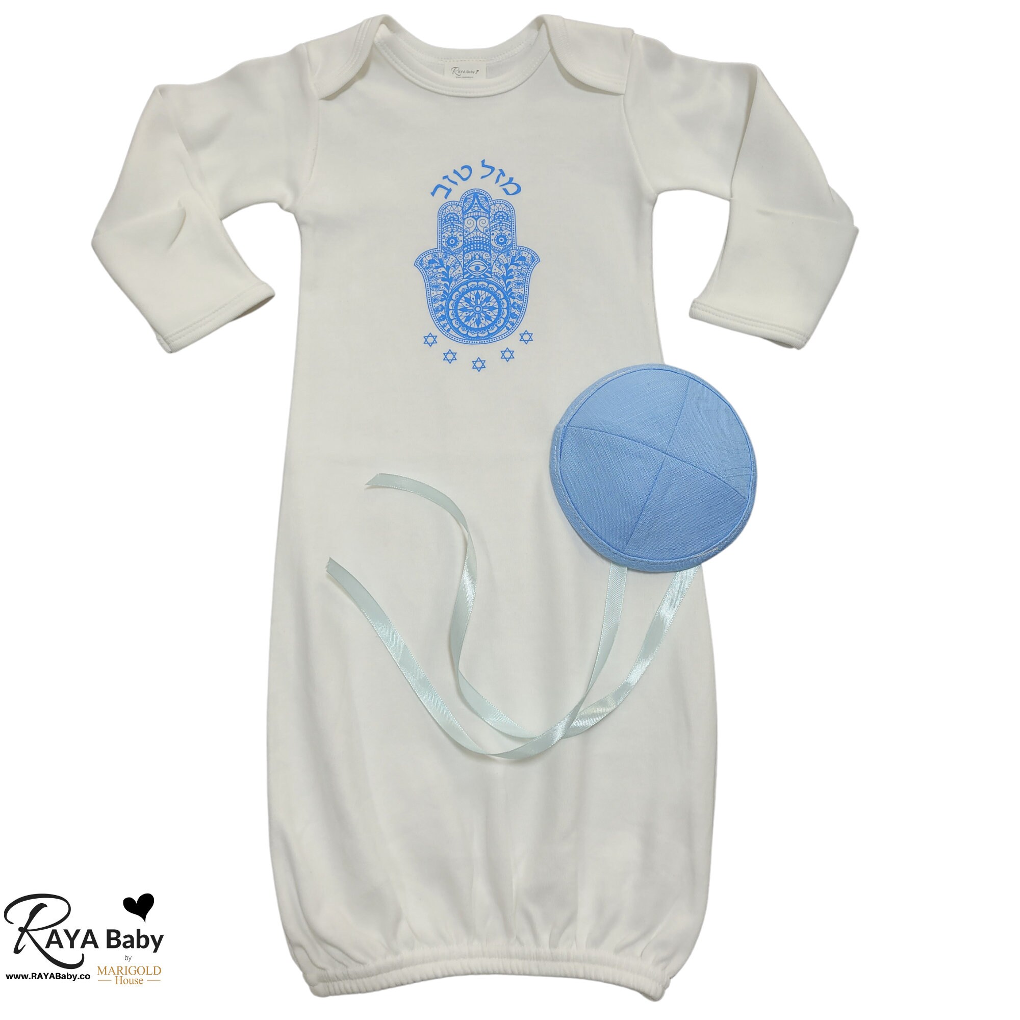 Baby Boy Blue Hamsa Brit Milah Gown & Light Blue Linen Baby Etsy