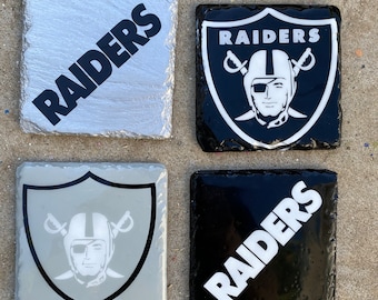 Custom slate drink coasters raiders set