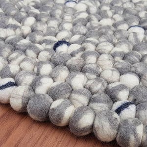 Felt Ball Rugs 20 cm 250 cm Shades of Grey and White Free Shipping image 2