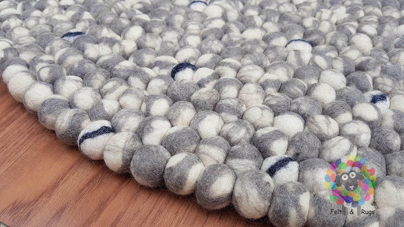 Felt Ball Rugs 20 cm 250 cm Shades of Grey and White Free Shipping image 2