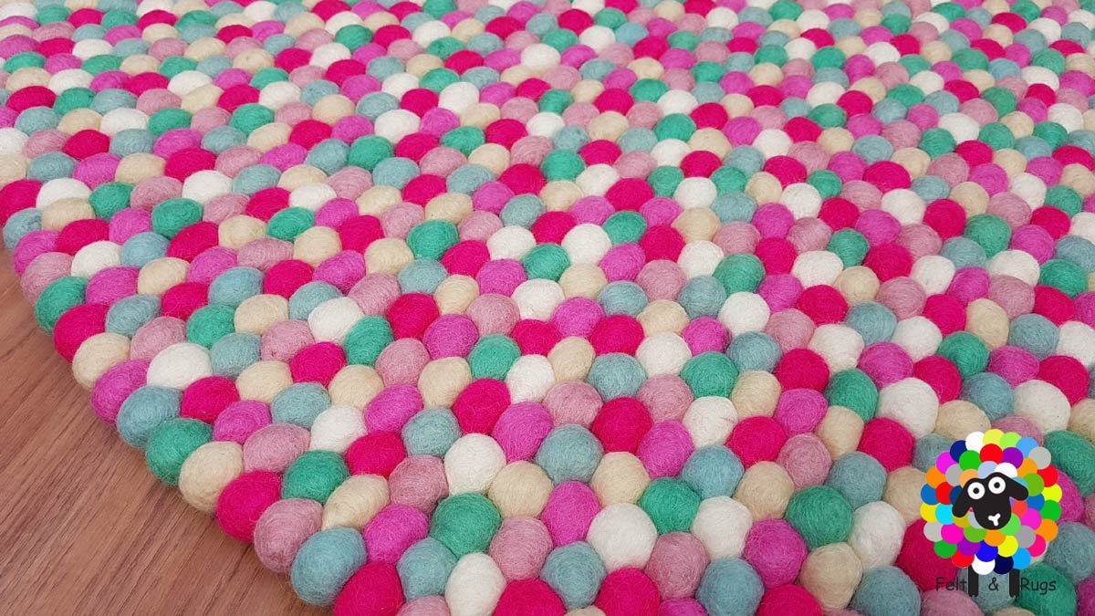 Felt Ball Rugs Girl Room Rug 20 Cm 250 Cm Shades of Pink - Etsy