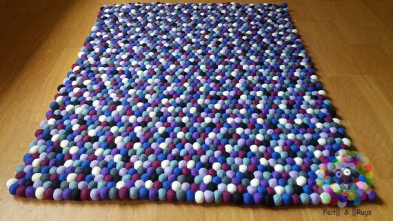Rechteckiger Ball Teppich Aus Filz Kinderzimmer Teppich Home Etsy
