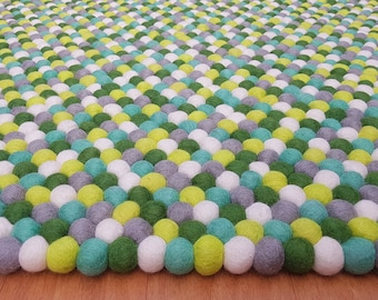 Handmade Wool Felt Ball Rug: Colorful Nursery Decor