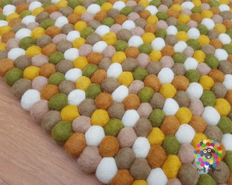 Handmade Wool Felt Ball Rug: Nursery Decor, 20-250 cm