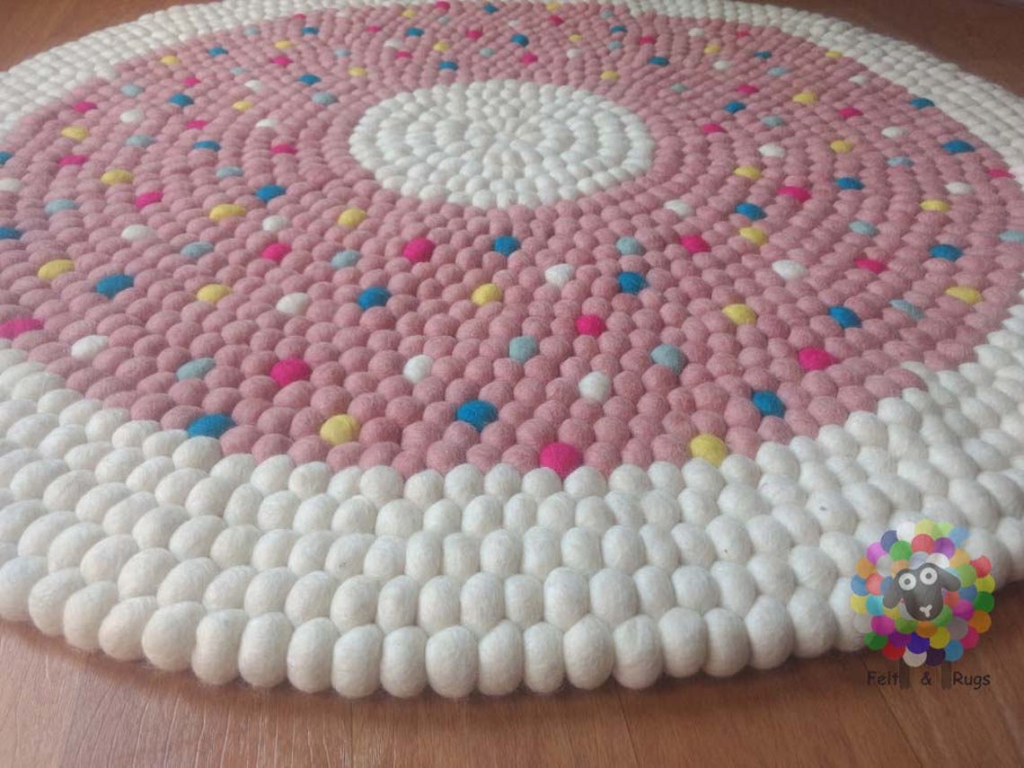 Felt Ball Rugs / Baby Girl Nursery Pom Pom Rug free Shipping Etsy