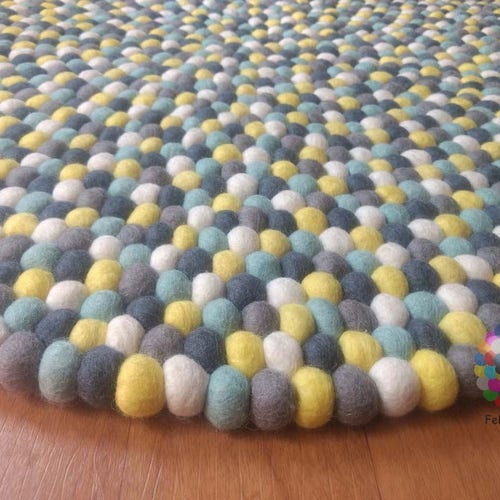 Felt Ball Rug / Nursery Pom Pom Carpet / Pebble Rug free Etsy