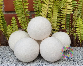 Wool Dryer Balls Extra Large Balls 6 pcs . Handmade, Natural and Ecofriendly Handmade 100 % Wool