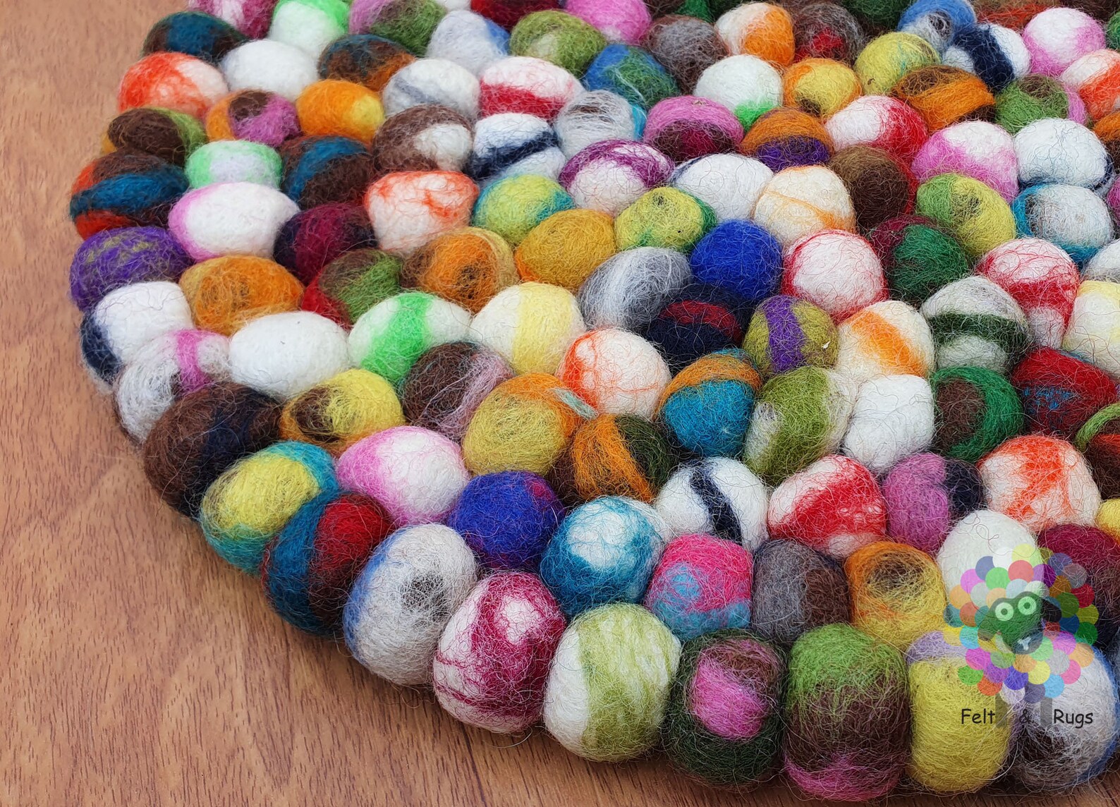 Round Felt Ball Rug. TD 02 Mix Tie Dye Wool Ball Rug . Pebble Etsy